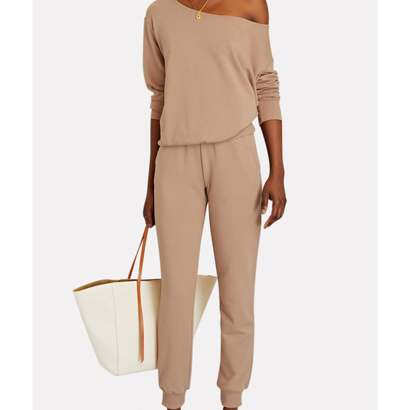 L'AGENCE Moss‎ Cotton-Blend Joggers in Caramel - Picture 1 of 7